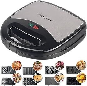 تصویر Sokany 800W Sandwich Maker ، Panini Press Grill ، 8 در 1 سازنده وافل با صفحات غیر چسبنده قابل جابجایی ، سریع و حتی گرمایش ، تمیز کردن آسان ، برای صبحانه و هدیه کریسمس ، سیاه (8 در 1) SOKANY 800W Sandwich Maker, Panini Press Grill, 8 in 1 Waffle Maker with Removable Non-stick Plates, Fast and Even Heating, Easy to Clean, for Breakfast and Christmas Gift, Black (8 IN 1)