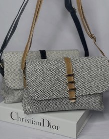 تصویر کیف پول زنانه سه خانه طرح کنف - خاکستری 