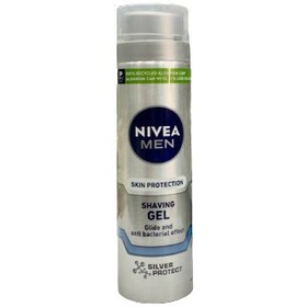 تصویر ژل اصلاح مردانه نیوا مدل skin protection آنتی باکتریال 200 میلی NIVEA MEN skin protection shaving gel glide and antibacterial effect 