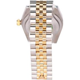 تصویر ساعت رولکس دیت جاست زنانه طلایی نقره ای صفحه مشکی اسمال 105035 