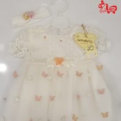 تصویر لباس عروس نوزاد R045 کتان و تور 