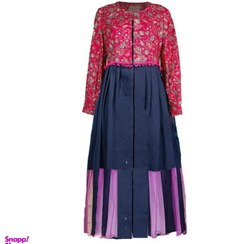 تصویر مانتو زنانه گره استایل مدل پری قصه رنگ سرمه ای 