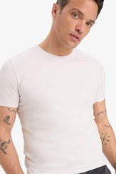 تصویر تیشرت کوتاه آستین بافت دار تنگ و یقه دوچرخه‌ای اسلیم فیت E2635ax2 | Defacto | 938586882 | اورجینال 