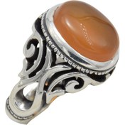 تصویر انگشتر نقره مردانه دست ساز سنگ اصل مدل عقیق کد 463 