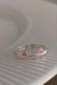 تصویر انگشتر نقره مدل گربه گوش دار 