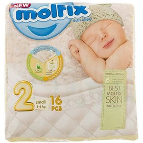 تصویر پوشک بچه شماره 2 مولفیکس 16 عددی 3 تا 6 کیلوگرم Baby Diaper Size 2 Molfix 16pcs 3-6kg