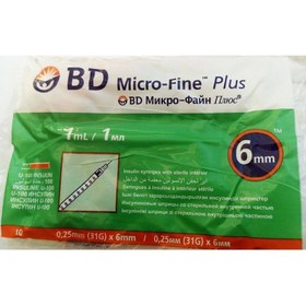 تصویر سرنگ انسولین بی دی مدل micro-fine plus حجم 1 میلی لیتر بسته 10 عددی 