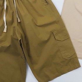 تصویر ست تیشرت و شلوارک مردانه کرم کد 10251 