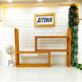 تصویر شلف و نظم‌دهنده چوبی پازلی دو تکه آشپزخانه 