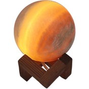 تصویر آباژور سنگ نمک طرح کره قطر10 به همراه پایه و سیم کد b101 - کرم salt lamp shader10