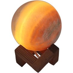 تصویر آباژور سنگ نمک طرح کره قطر10 به همراه پایه و سیم کد b101 - کرم salt lamp shader10