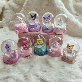 تصویر گوی شیشه ای چراغدار عروسکی دونه برف دار سایز کوچک - کرومی مشکی Small size lighted snowflake toy ball