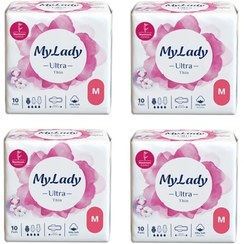 تصویر نوار بهداشتی نازک شب مای لیدی مدل Silky Soft سایز متوسط چهار بسته 10 عددی 