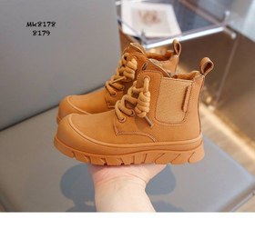 تصویر بوت بچگانه چرم مشکی و قهوه ای - قهوه ای / 31 