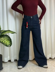 تصویر شلوار جین فلر بگ سرمه ای تا سایز خیلی بزرگ 
