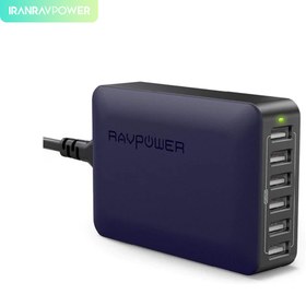 تصویر شارژر 6 پورت 60 وات راوپاور RP-PC028 Ravpower RP-PC028 6Port 60W USB Adaptor Charger