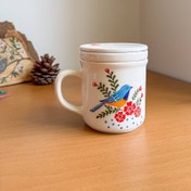 تصویر ماگ دمنوش پرنده آبی 