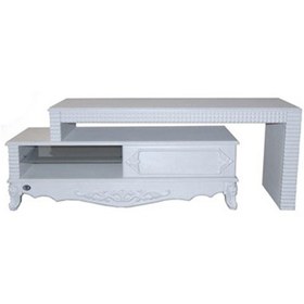 تصویر میز تلویزیون چوبی مدل R722 در سایز ۱۲۰ سانت در رنگ سفید صحرایی ا R722 R722