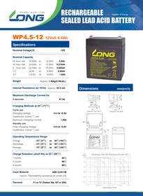 تصویر باتری یو پی اس لانگ سیلد اسید 4.5 آمپر 12 ولت Kung Long WP4.5-12 12V 4.5Ah