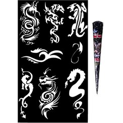 تصویر حنا طراحی و شابلون تتو موقت مدل M2 مجموعه ۹ عددی 