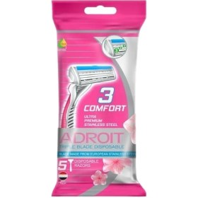 تصویر آدرویت تیغ یکبار مصرف سه لبه صابون دار 5 عددی (زنانه و مردانه) - مردانه 