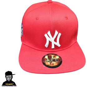 تصویر کلاه کپ فیت بک قرمز NY 
