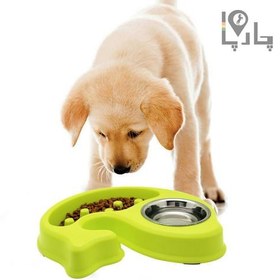 تصویر ظرف آب و غذای سگ Dog Bowl آرام خور ضد پریدن در گلوی پت طرح ماهی - رنگ سبز فسفری 