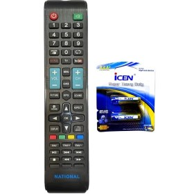 تصویر کنترل تلویزیون ناسیونال NATIONAL طرح 1078 با باتری 