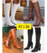 تصویر بوت زنانه چرم مدل YAR124 پاشنه بلند رنگ مشکی و قهوه ای 