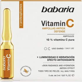 تصویر ویال ویتامین C باباریا Babaria حاوی 5 ویال 2 میل Babaria vitamin C vial contains 5 vials of 2 ml