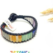 تصویر جدیدترین دستبند سنگی هفت چاکرا با سنگ اصل شناسنامه دار در ایران دستبند سنگ هفت سنگ پلاس Seven stone plus seven Chakra stone bracelet original