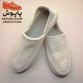 تصویر گیوه مردانه طبی رنگ سفید از نخ پنبه 