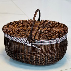 تصویر سبد پیکنیک حصیری تخم مرغی Egg wicker picnic basket