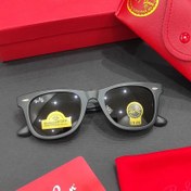 تصویر عینک آفتابی مردانه مارک ریبن ویفری مستر شیشه مشکی سنگ ضد خش کیف کاور دستمال رایگان - مشکی Rayban wayfarer Size 54 UV400