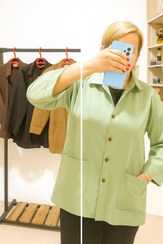 تصویر مانتو لینن دوجیب ماچا 