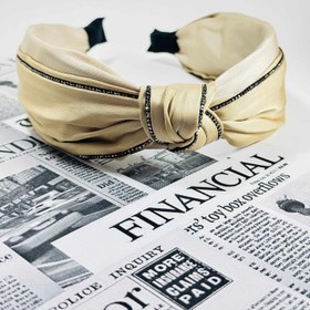 تصویر تل سر گره ای نگینی - مشکی 