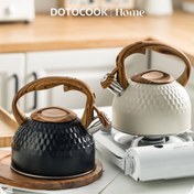 تصویر کتری استیل سوت زن دسته چوبی ثابت وارداتی برند ویکالینا - مشکی 