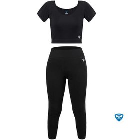 تصویر ست لگ و نیم تنه کاپ خور ضدتعریق مشکی topick | SWEATPROOF CROP AND SPORT LEGGING