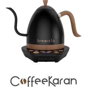 تصویر کتل برویستا 600 میل Artisan - سفید دسته چوبی brewista kettle 600 ml Artisan