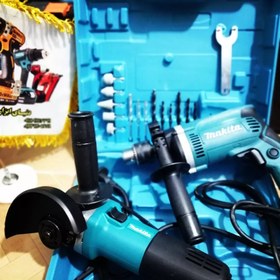 تصویر ست مینی فرز و دریل چکشی ماکیتا Makita HP1630 9555HN Makita HP1630 9555HN Impact Drill And Angle Grinder Set