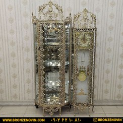 تصویر ست بوفه برنز و ساعت ایستاده برنزی مدل اسلیمی کد ۸۰۱۶ 