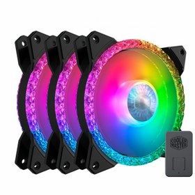 تصویر فن کیس کولر مستر Cooler Master MasterFan MF120 Prismatic ARGB 12*12 بسته 3 عددی Cooler Master MasterFan MF120 Prismatic ARGB 12*12 3IN1 Case Fan