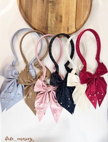 تصویر تل با آویز پاپیون - قهوه ای 