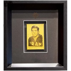 تصویر تابلوی تمبر کلکسیونی طلا، نقش برجسته تختی Takhti gold collectible stamp