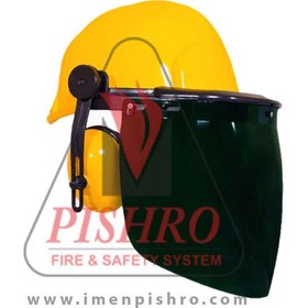 تصویر کلاه ایمنی با گوشی و شیلد 