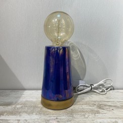 تصویر آباژور پایه سرامیک رومیزی همراه با لامپ ادیسونی سایز کوچک کد 002 