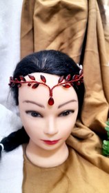 تصویر ریسه پیشونی ترکیبی سنگ رزینی و کریستال اصل - قرمز 