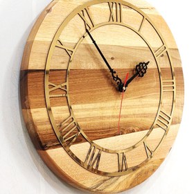 تصویر ساعت دیواری جدید چوبی قطر 50 چوب گردو New Wooden Wall Clock