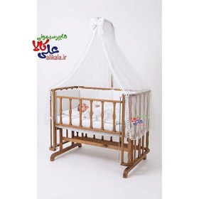 تصویر گهواره و تخت کنار مادر چوبی مدل آنجل 