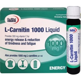 تصویر ال کارنیتین 1000 میلی گرم مایع یوروویتال 6 ویال 25 میلی لیتری L-carnitine 1000 Liquid Eurhovital 6 vials 25 ml